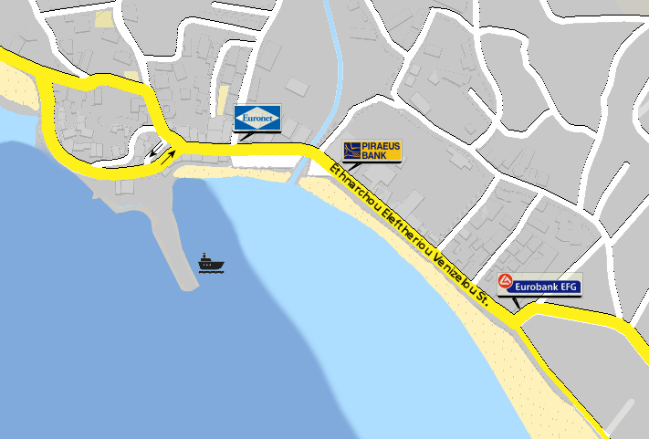 Here are the locations of the ATM in Plakias. (*) This information can be outdated.